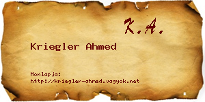 Kriegler Ahmed névjegykártya